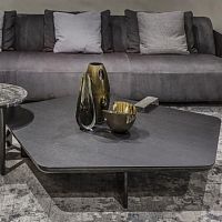 Contemporary coffee table ANTINOMIAwood veneermarblewood veneer base