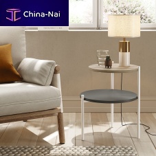 Contemporary side table Eclipselacquered MDFmelaminemetal base