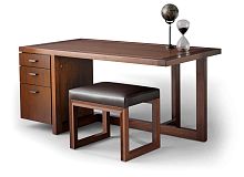 Contemporary desk OFFSETwalnutwith storage compartmentpanel end