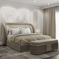 Double bed noracontemporaryupholsteredwith upholstered headboard