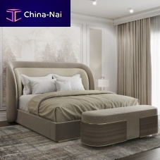 Double bed noracontemporaryupholsteredwith upholstered headboard