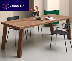 Contemporary dining table SectionoakAmerican walnutoak base