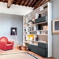 Wall-mounted bookcase LINEfloor-to-ceilingcontemporarylacquered glass