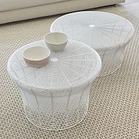 Contemporary coffee table ARAMthermo-lacquered steelstainless steel baseround