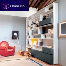 Wall-mounted bookcase LINEfloor-to-ceilingcontemporarylacquered glass
