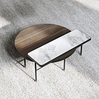 Contemporary coffee table Parurewoodenmarblemetal base