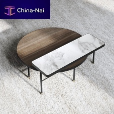 Contemporary coffee table Parurewoodenmarblemetal base