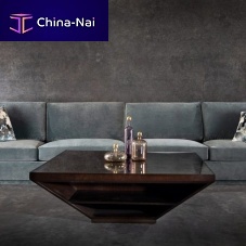 Modern coffee table CY Cantileveredglasswalnutbronze base