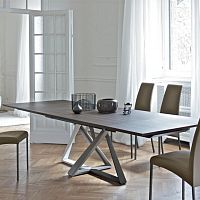 Contemporary table MILLENNIUMsolid woodwood veneerlacquered metal
