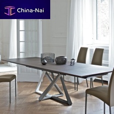 Contemporary table MILLENNIUMsolid woodwood veneerlacquered metal