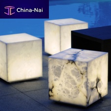 Contemporary coffee table CUBYalabasteralabaster basesquare