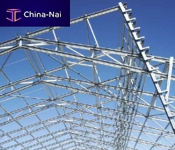 Building metal truss for hangarroofdouble-pitched roof