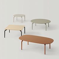 Contemporary side table KERNwoodenaluminum baserectangular