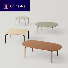 Contemporary side table KERNwoodenaluminum baserectangular