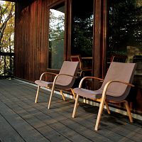 Contemporary lounge chair LINUS Livingfabricleatherwooden