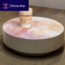 Contemporary coffee table GELATOSOonyxmetal basecircular