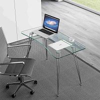 Free-standing desk Kondacontemporarytempered glasscurved