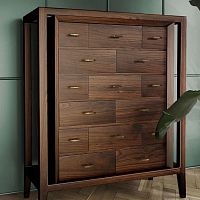 High chest of drawers Caxtoncontemporarywalnutbrushed brass