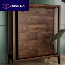 High chest of drawers Caxtoncontemporarywalnutbrushed brass