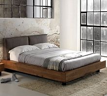 Double bed LETTOcontemporarywith upholstered headboardoak