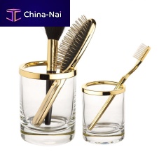 Gold-plated brass storage box ROUND UPgoldcrystalbathroom