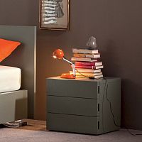 Contemporary bedside table VASTO 480lacquered woodrectangularwith drawer