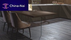 Contemporary table W75metalglass baserectangular
