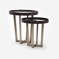 Contemporary side table SAMUELglassleathermarble