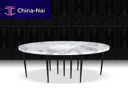 Contemporary table MILLE PIEDSmarblepainted wood baseoval