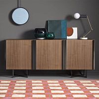 Contemporary sideboard Profile walnutmetalwith swing doors