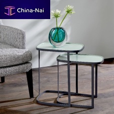 Contemporary side table LEONmetalmetal baserectangular