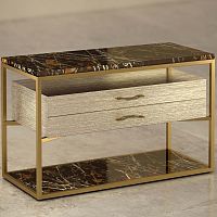 Contemporary bedside table woodenmarblebrass base