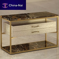 Contemporary bedside table woodenmarblebrass base