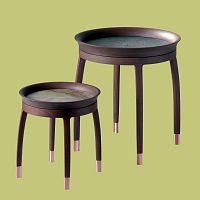 Contemporary side table NOTAwood veneersucupiraleather