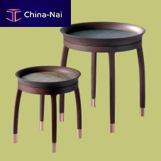 Contemporary side table NOTAwood veneersucupiraleather
