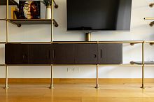Contemporary TV cabinet LIGNE with storagewood veneerwenge