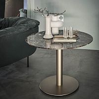 Contemporary side table Doni 62marblepainted steel baseround