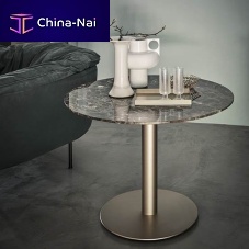 Contemporary side table Doni 62marblepainted steel baseround