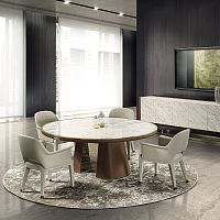 Contemporary table JOURNEY walnutsheet metalmarble