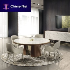 Contemporary table JOURNEY walnutsheet metalmarble