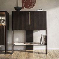 Contemporary bar cabinet CREMONAwalnutlacquered woodoak