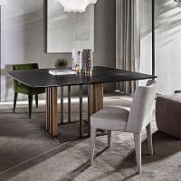 Contemporary dining table CHARLIE resinglossy lacquered woodoak