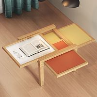 Scandinavian design coffee table Par3laminateoak basesolid wood base