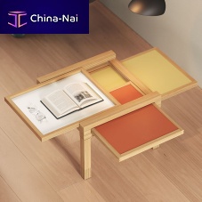 Scandinavian design coffee table Par3laminateoak basesolid wood base