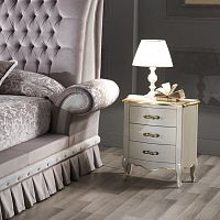 Traditional bedside table QUEEN wood with gold leaf finishlacquered woodlacquered wood base