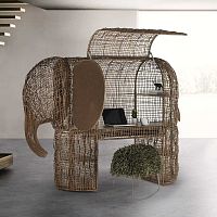 Original design desk BABARrattansteelwith storage compartment
