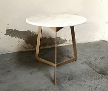 Contemporary bedside table BREGENZmarblepainted metal baseround