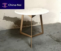 Contemporary bedside table BREGENZmarblepainted metal baseround