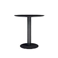 Contemporary side table Fontainewood veneerlacquered metal baseround