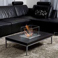Contemporary coffee table INSERT tempered glassstainless steelrectangular